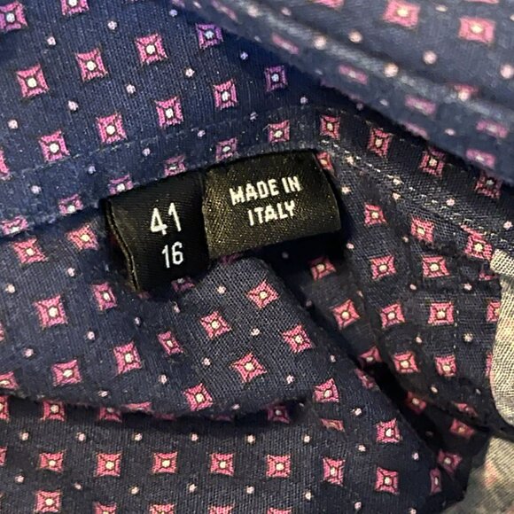 Hugo Boss Mens Slim Fit Purple Patterned Cotton Button-Up Shirt Size 41/16 - Picture 2 of 14